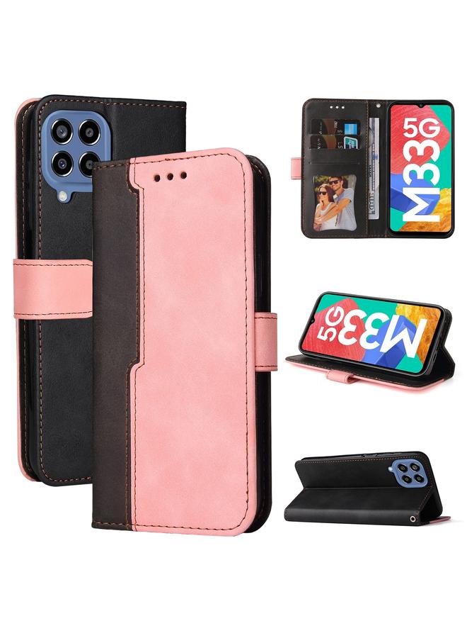 اس-توب جراب لهاتف Samsung Galaxy M33 5G بخياطة عالمية ملونة - جراب هاتف جلدي قابل للطي أفقيًا - Image 1