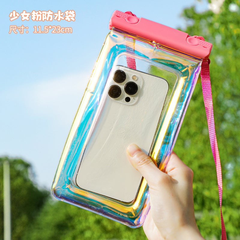 Generic Mobile phone waterproof bag touch screen swimming special water park artifact drifting equipment storage bag professional mobile phone case Girl Pink 