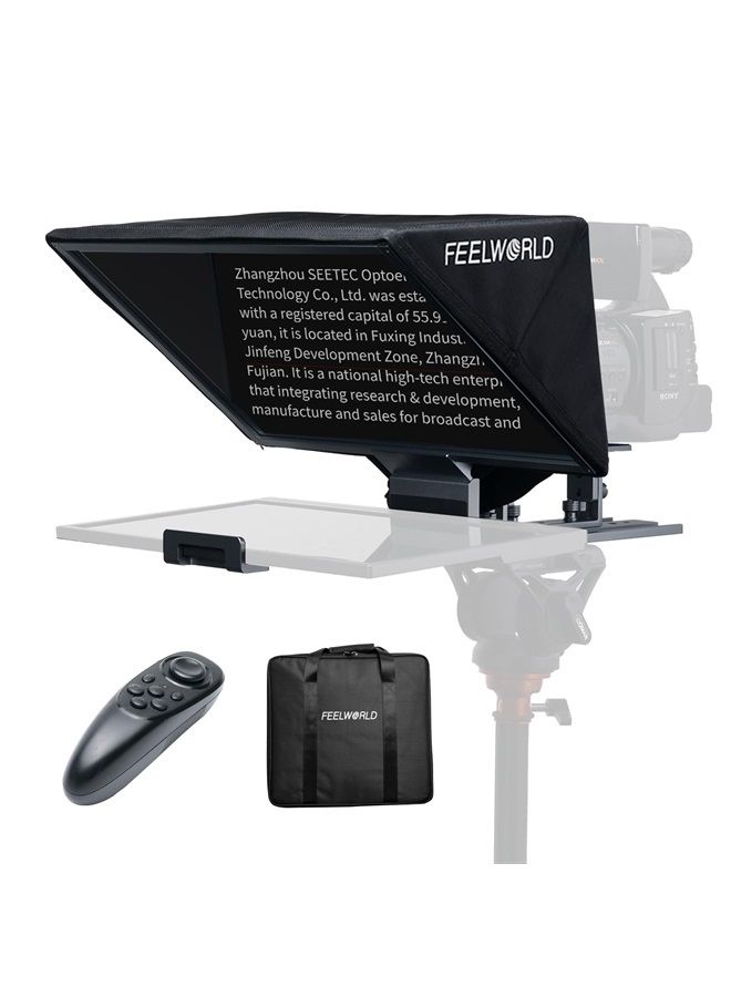 Feelworld TP16 16 Inch Folding Teleprompter for Up to 16" Tablet Horizontal Vertical Prompt for Live Streaming Interview Speech Online Teaching Vlogger with APP Remote Control Carry Case - Image 1