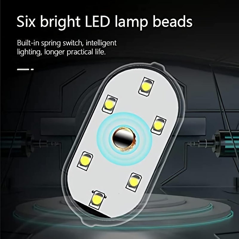 كاست ويف أضواء LED للسيارة الداخلية، 7 ألوان أضواء LED داخلية للسيارة مع 6 حبات مصابيح LED ساطعة، ضوء قراءة ليلي محمول، إضاءة جو داخل السيارة قابلة للشحن عبر USB، قطعتان - Image 5