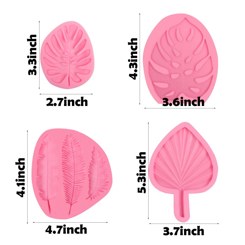 Xcake Lcook Large Turtle Leaf Fondant Molds  Hawaiian Palm Leaf Fern PLant Silicone Molds  Tropical Plantain Leaf Chocolate Baking Molds for Cake Decoration Cupcake Topper Candy Clay Resin DIY Craft - Image 2