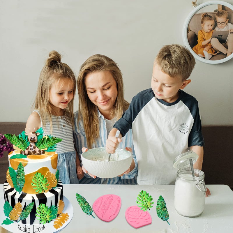 Xcake Lcook Large Turtle Leaf Fondant Molds  Hawaiian Palm Leaf Fern PLant Silicone Molds  Tropical Plantain Leaf Chocolate Baking Molds for Cake Decoration Cupcake Topper Candy Clay Resin DIY Craft - Image 4