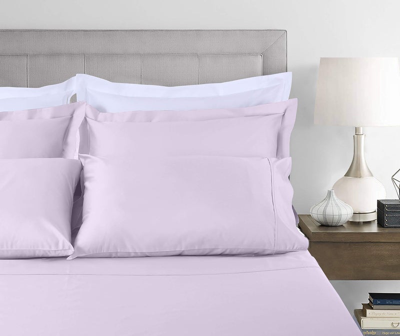 Threadmill Cotton Full Size Sheet Set  Deep Pocket  Fade Resistance  500 Thread Count  Solid 4-Piece Bed Sheets for Full Size Mattress (1 Flat  1 Fitted Sheet  2 Pillow Covers)  Lilac - Image 2
