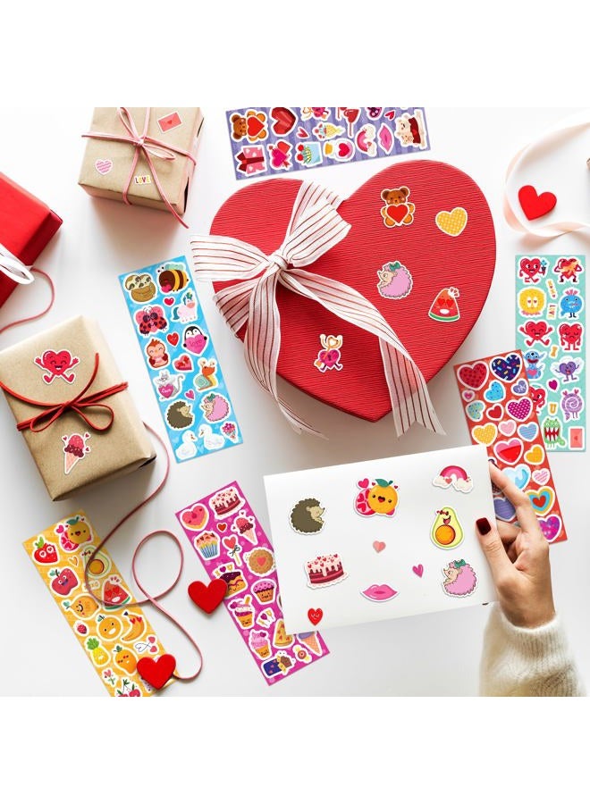 kortes 120-Sheets Valentines Heart Stickers with 6 Different Designs of 2120 pcs, Valentine's Day Stickers Party Supply Classroom Reward for Kids - Image 4