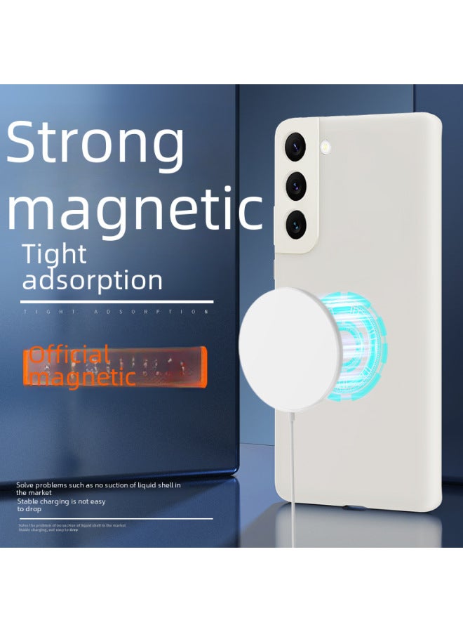 For Samsung S25ultra Liquid Silicone Magnetic Phone Case S23magsafe Official Drop-resistant S25plus-Color:Pale Cyan-Applicable Model:Samsung S24ultra - Image 5