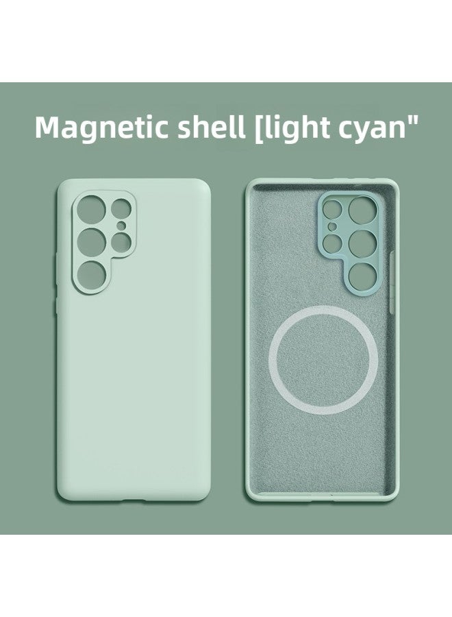 For Samsung S25ultra Liquid Silicone Magnetic Phone Case S23magsafe Official Drop-resistant S25plus-Color:Pale Cyan-Applicable Model:Samsung S24ultra - Image 1
