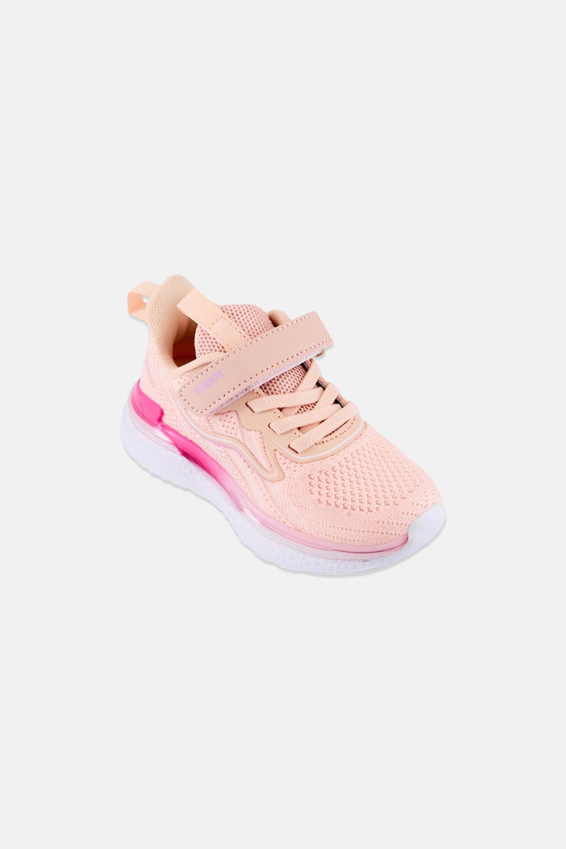 RBX Toddlers Girl Brand Logo Velcro Closure Outdoor Shoes, Peach - Image 1