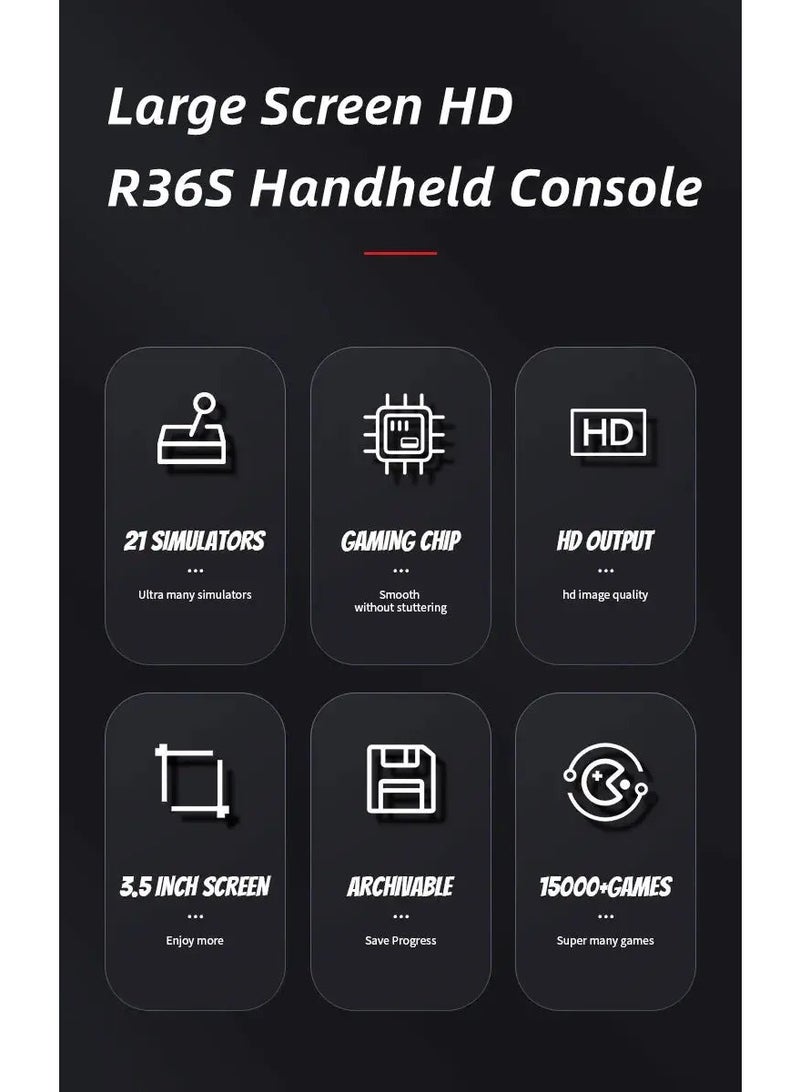 R36S Retro Handheld Video Game Console 64GB, Transparent Purple, 3.5-inch IPS Display - Image 3