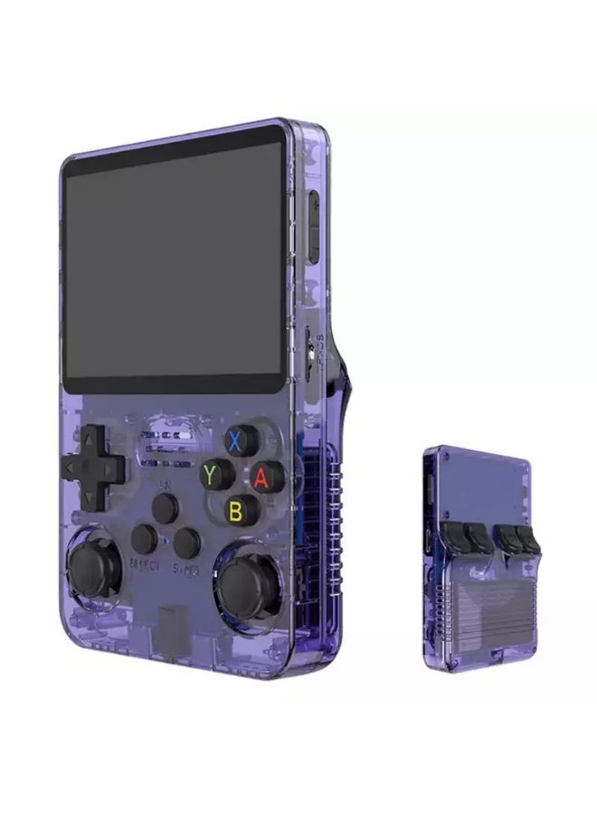 R36S Retro Handheld Video Game Console 64GB, Transparent Purple, 3.5-inch IPS Display - Image 1