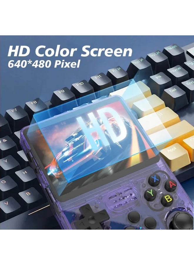 R36S Retro Handheld Video Game Console 64GB, Transparent Purple, 3.5-inch IPS Display - Image 2