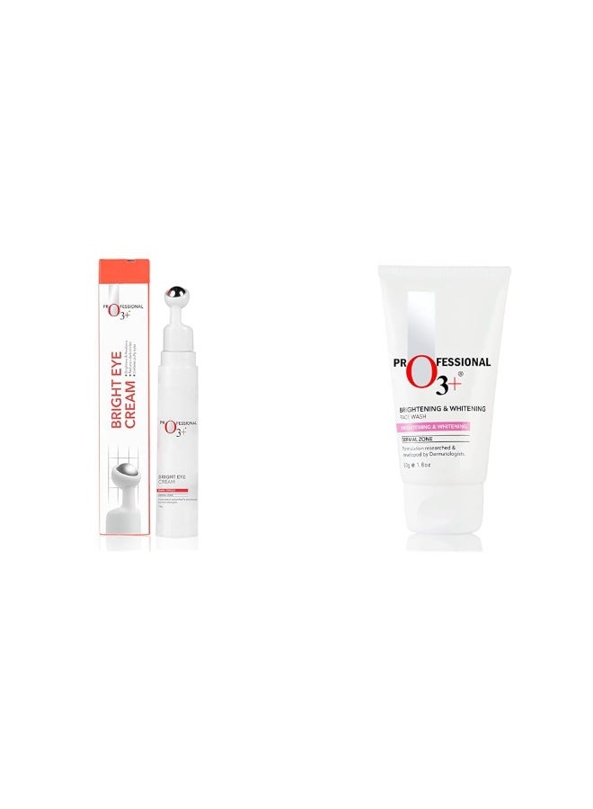O3+ Bright Under Eye Circle Cream - Brightening & Whitening For Dark Circles & O3+ Brightening and Whitening Face Wash Combo - Image 1