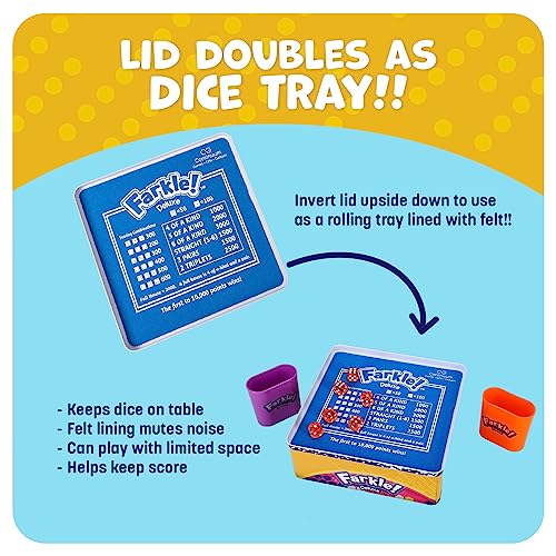 Continuum Games Farkle Deluxe Dice Games Set Includes 36 Colorful Dice, 6 Rolling Cups, Rolling Tray, and Score Sheets The Classic Push-Your-Luck Dice Game - Image 5