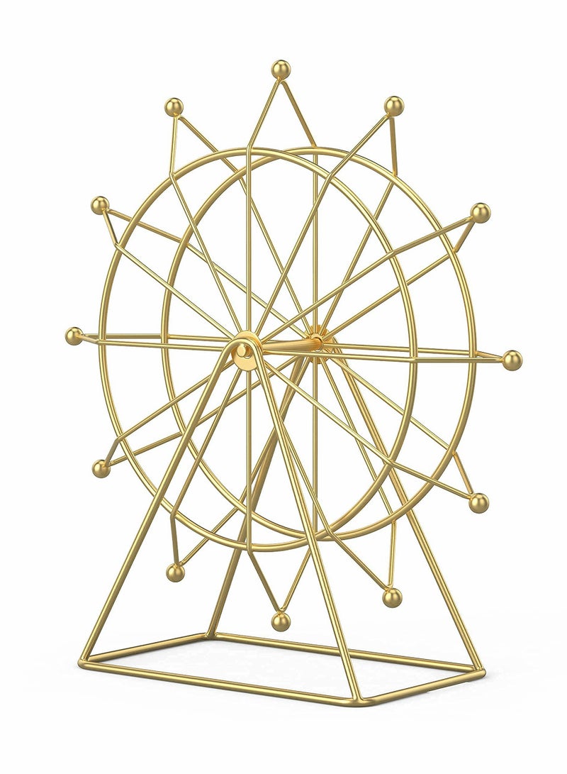 Excefore Ferris Wheel Gold Accent -Tabletop Small Figurines-Home Décor Accents-Living Room Bookshelf Decorations Object-Modern Gold Metal Sculptures - Image 1