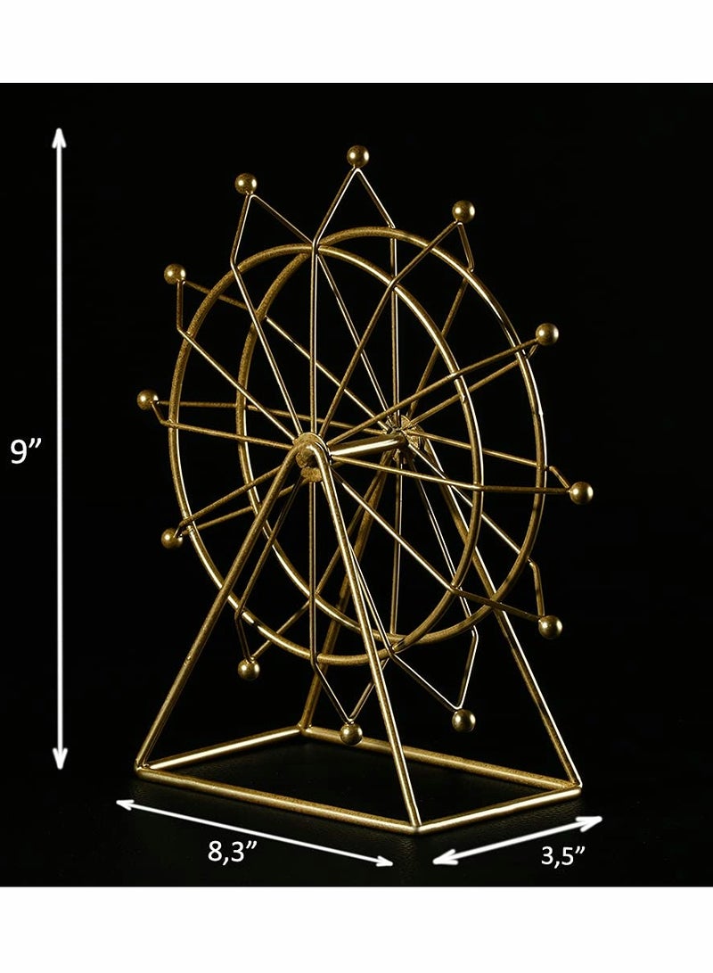 Excefore Ferris Wheel Gold Accent -Tabletop Small Figurines-Home Décor Accents-Living Room Bookshelf Decorations Object-Modern Gold Metal Sculptures - Image 4