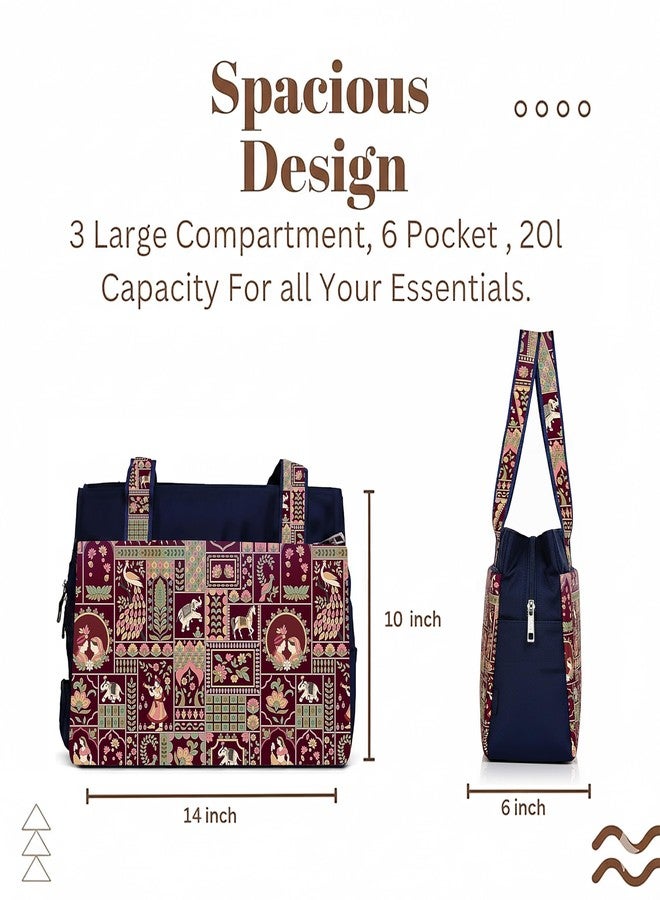 Fancy Walas Printed Handbag for Women | Office Bag | Stylish Bag for Office Use | Nylon Large Shoulder Bag 20 Liter | Stylish Tote for Office Use | Purse for Women | Vegan Handbag | Daily & Travel Use - Image 2