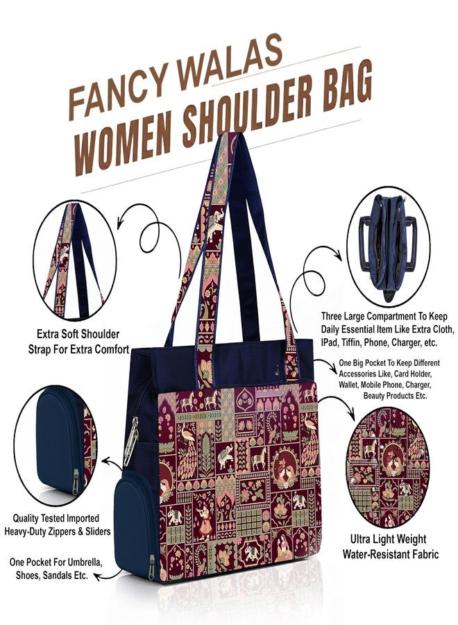 Fancy Walas Printed Handbag for Women | Office Bag | Stylish Bag for Office Use | Nylon Large Shoulder Bag 20 Liter | Stylish Tote for Office Use | Purse for Women | Vegan Handbag | Daily & Travel Use - Image 3