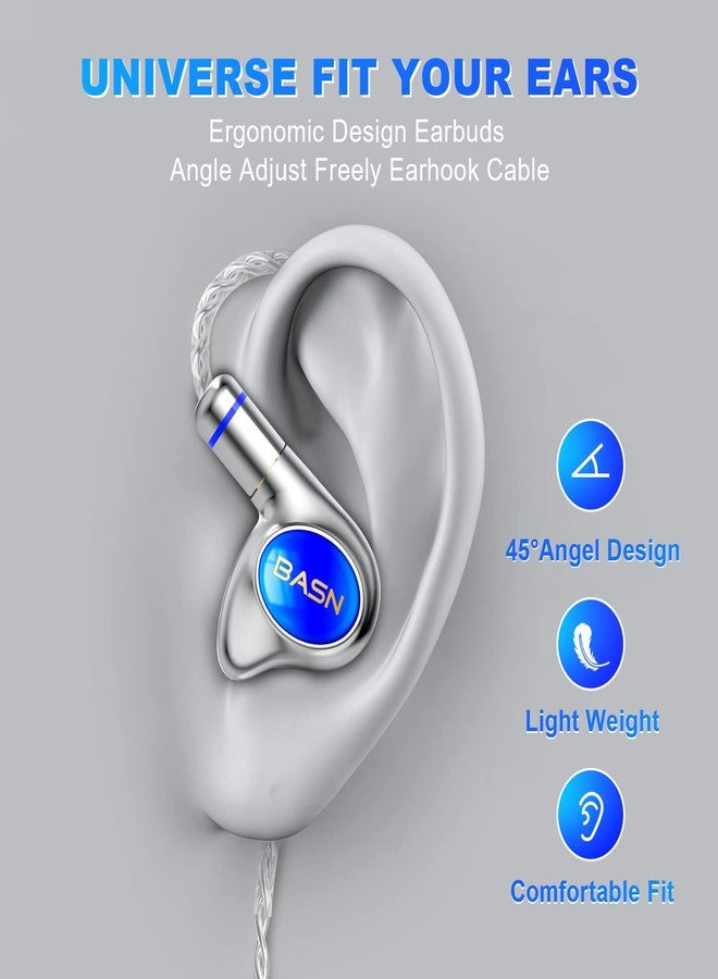 BASN Metalen PRO 4 Drivers in-Ear Monitors Headphones for Musicians, Noise Isolating Enhanced Bass Sound Earphones with CNC Metal Craft Shell, Wired Upgraded Detachable MMCX Cables(Sapphire) - Image 4