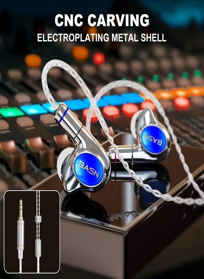BASN Metalen PRO 4 Drivers in-Ear Monitors Headphones for Musicians, Noise Isolating Enhanced Bass Sound Earphones with CNC Metal Craft Shell, Wired Upgraded Detachable MMCX Cables(Sapphire) - Image 3