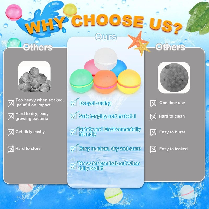 98K Reusable Water Balloons 12 Pcs with Mesh Bag, Pool Beach water Toys for Boys and Girls, Outdoor Summer Toys for Kids Ages 3-12 - Image 3