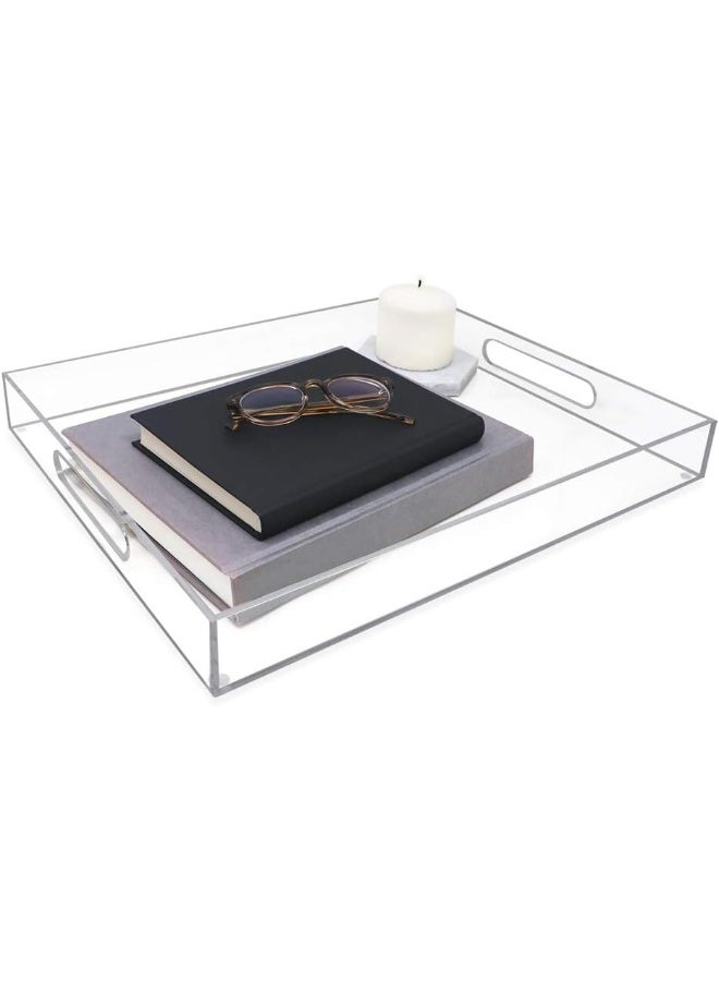 TPGP صينية تقديم أكريليك شفافة (16x20) مع مقابض مقطوعة، مقاومة للتسرب، منظمة قابلة للتكديس، موفرة للمساحة، خادم للطعام والمشروبات، داخلية/خارجية، ديكور تخزين لوسيت والمزيد - Image 3