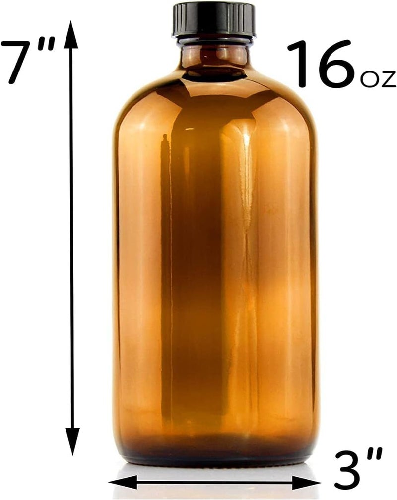 FUFU Amber Glass Bottles - 250ml Amber Glass Boston Round Bottles for Essential Oil Blends Bathroom Shampoo Lotion Container Lab Reagent Bottles with Lid 2 Pcs (500ML) - Image 2