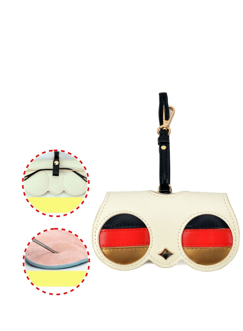 Y&D Soft Leather Sunglasses Bag Eyeglass Case,Portable Slim Travel Sunglasses Pouch,Anti-Stress Sun Glasses Storage Bag With Lanyard,Glasses Protective Case,Spectacle Case