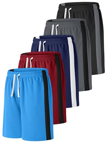 Resinta 5 Pack Boys Shorts Boys Basketball Athletic Shorts Kids Active Gym Soccer Sports Shorts Mesh Quick Dry Elastic Waist - Image 2
