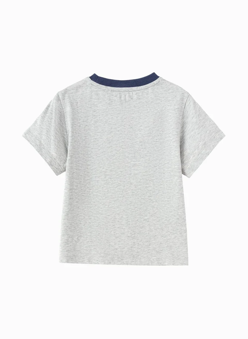Balabala Grey Toddler Boys Round v-neck short-sleeved T-shirt for Men | Best Price UAE