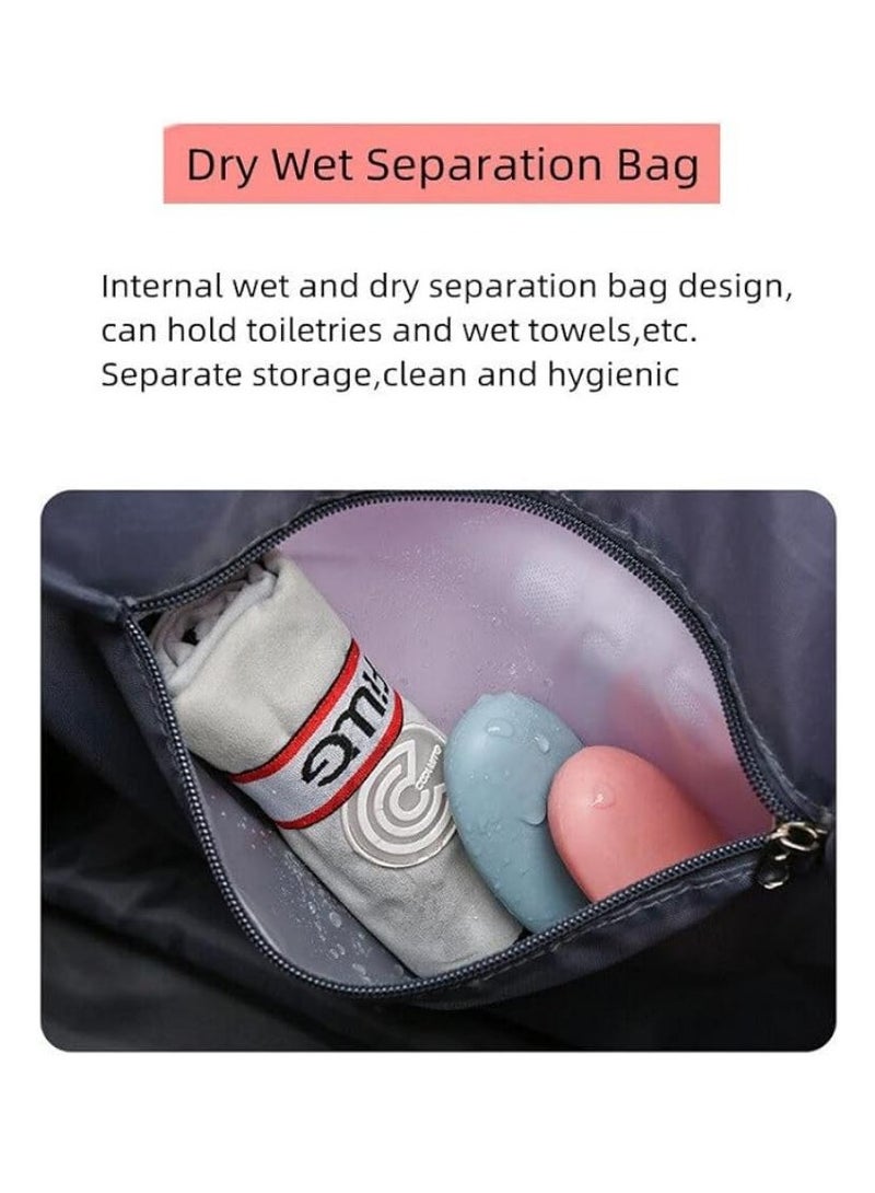 DUNISO Fashionable Travel Bag With Detachable Universal Wheels, Foldable Luggage Bag,  Double Layer Expandable Suitcases Large Capacity Dry Wet Separation Duffle Bag With Wheels (Dark Blue) - Image 5