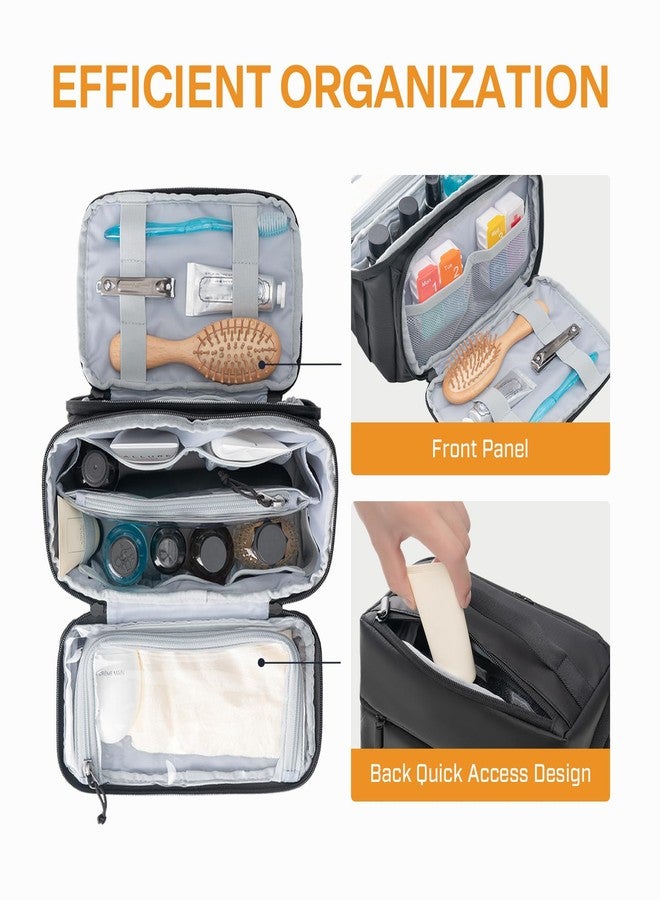 إيفر فن حقيبة أدوات تجميل صغيرة الحجم من إيفر فن، مناسبة للرجال والنساء أثناء السفر، حقيبة حلاقة واسعة الفتح، حقيبة تنظيم مكياج مقاومة للماء مع قسم للأغراض الرطبة والجافة، أسود، متوسط، أسود - Image 3