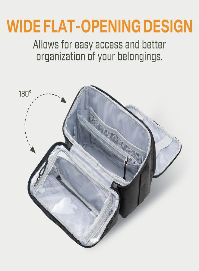 إيفر فن حقيبة أدوات تجميل صغيرة الحجم من إيفر فن، مناسبة للرجال والنساء أثناء السفر، حقيبة حلاقة واسعة الفتح، حقيبة تنظيم مكياج مقاومة للماء مع قسم للأغراض الرطبة والجافة، أسود، متوسط، أسود - Image 4