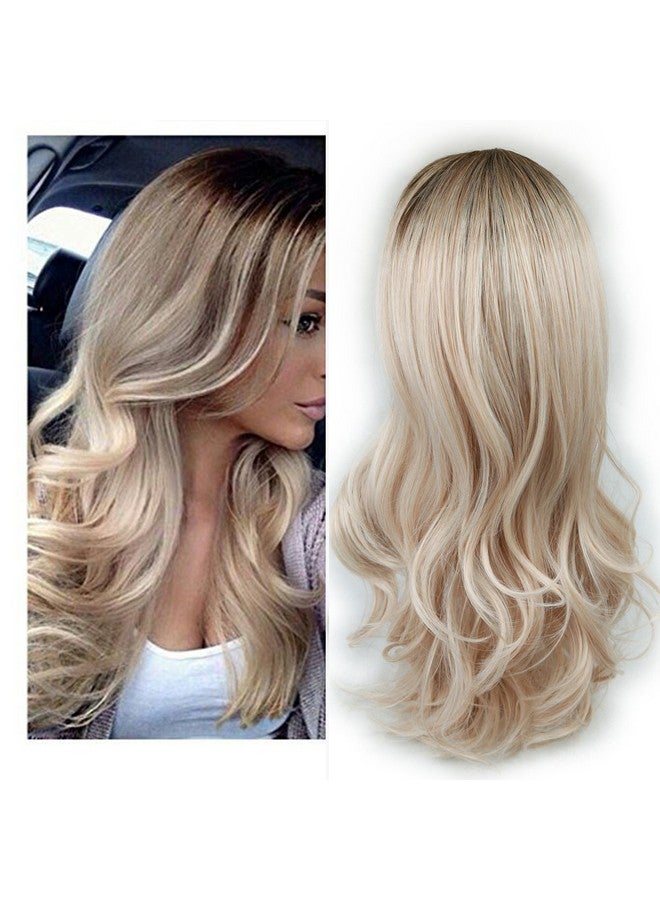 Lady Miranda باروكة أومبري بني إلى أشقر رمادي كثافة عالية شعر صناعي مقاوم للحرارة باروكات كاملة للنساء (أشقر رمادي)  - Image 2