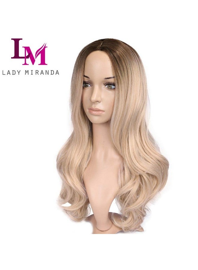 Lady Miranda باروكة أومبري بني إلى أشقر رمادي كثافة عالية شعر صناعي مقاوم للحرارة باروكات كاملة للنساء (أشقر رمادي)  - Image 4