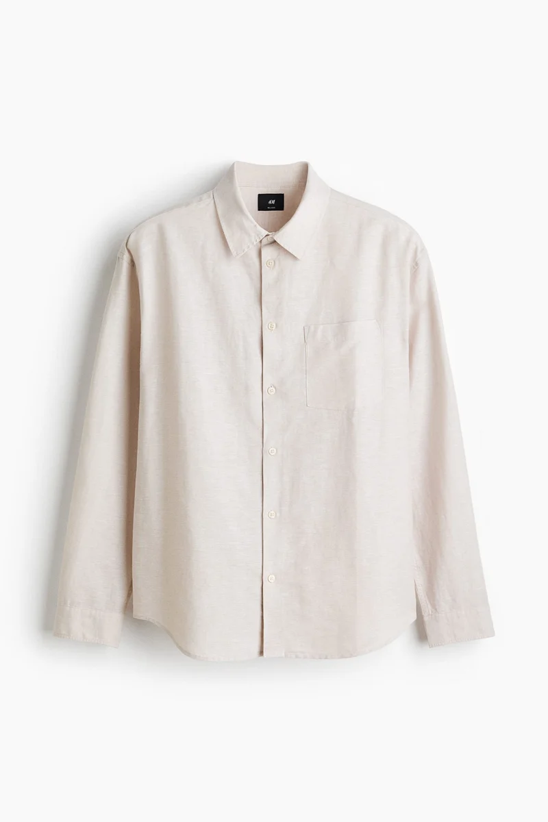 H&M  Relaxed Fit Linen-blend shirt for Men | Best Price UAE