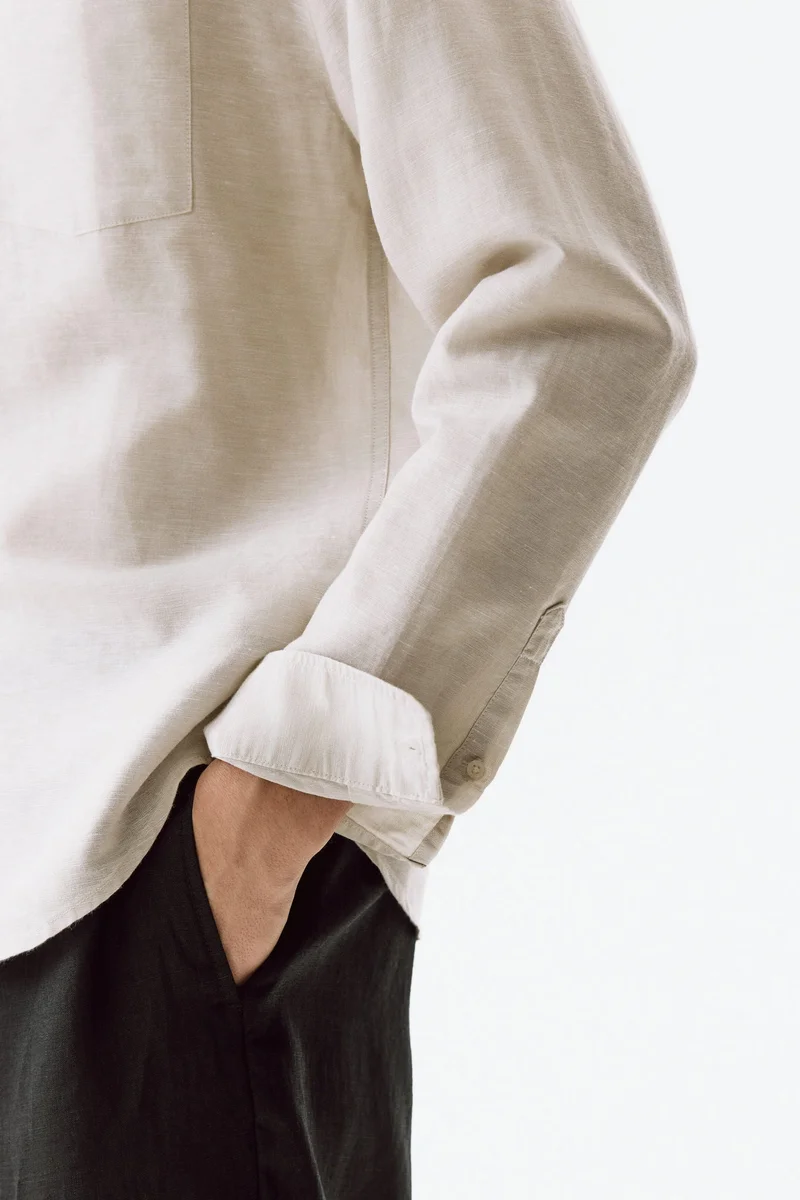 H&M  Relaxed Fit Linen-blend shirt for Men | Best Price UAE