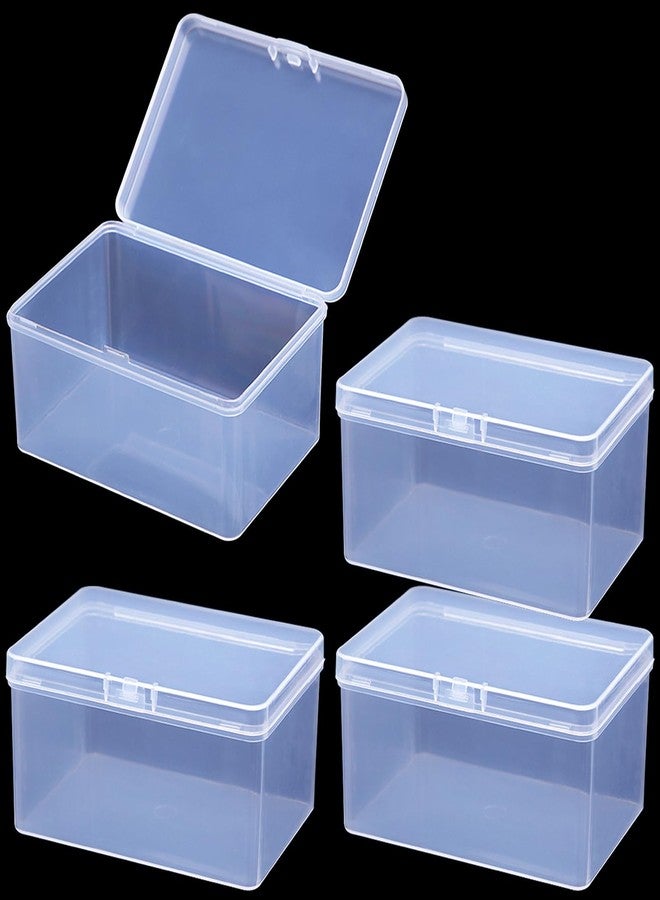 Gansita 4Pcs Clear Playing Deck Card Storage Box Plastic Card Boxes Playing Card Boxs High Capacity Playing Card Case 4.3 x 2.95 x 2.17 Inch Organizer Snap Closed Trading Games Collector - Image 1