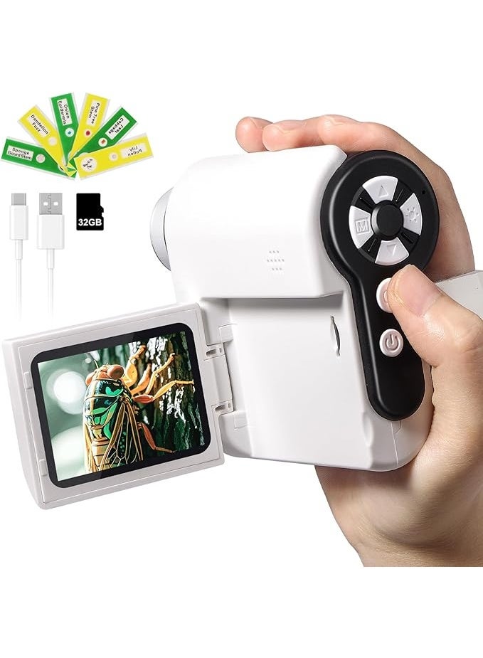 Children's microscope, 1000x portable mini microscope, 2-inch LCD handheld digital microscope, suitable for children aged 3-12, computer compatible, includes a 32GB TF card, a great birthday/Children's Day gift. - Image 1