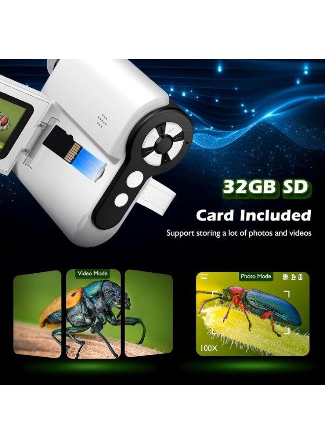 Children's microscope, 1000x portable mini microscope, 2-inch LCD handheld digital microscope, suitable for children aged 3-12, computer compatible, includes a 32GB TF card, a great birthday/Children's Day gift. - Image 5