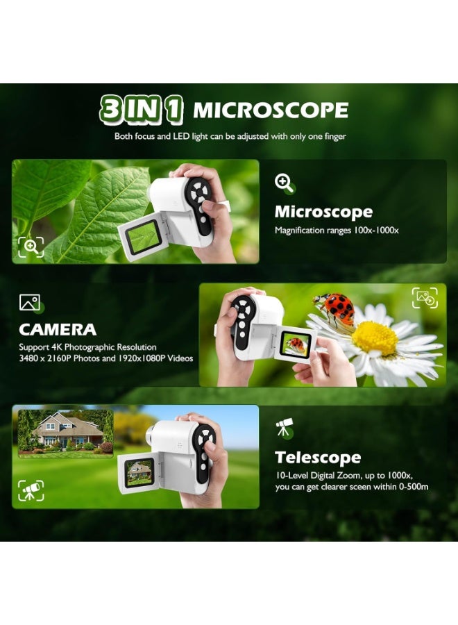 Children's microscope, 1000x portable mini microscope, 2-inch LCD handheld digital microscope, suitable for children aged 3-12, computer compatible, includes a 32GB TF card, a great birthday/Children's Day gift. - Image 4