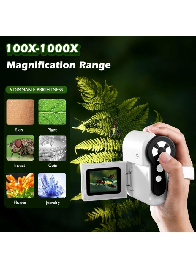 Children's microscope, 1000x portable mini microscope, 2-inch LCD handheld digital microscope, suitable for children aged 3-12, computer compatible, includes a 32GB TF card, a great birthday/Children's Day gift. - Image 2