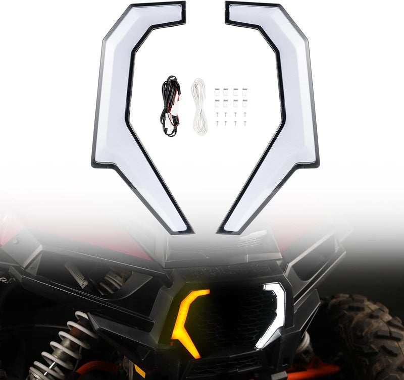 A & UTV PRO Front Fang Accent Lights Kit with Yellow LED Turn Signal for Polaris RZR - Image 1