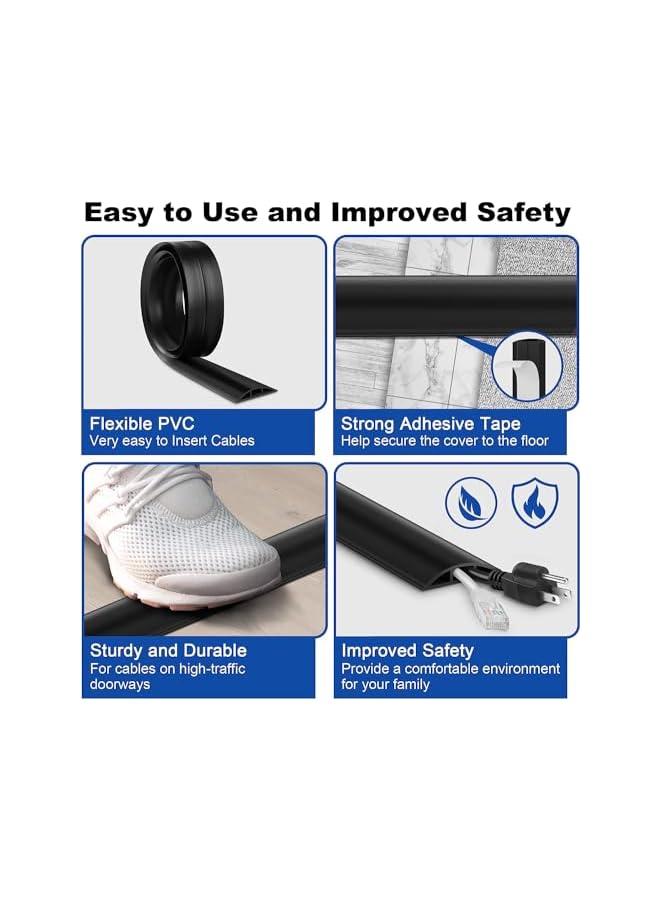 PROMASS promass 6.5ft/2M Cable Cover Floor, Single Cord Protector Extension Cord Covers for Floor, Floor Wire Covers for Cords - Floor Wire Cover Cord Cavity: 0.47" (W) x 0.24" (H) (White, 6.5ft/2M)  - Image 3