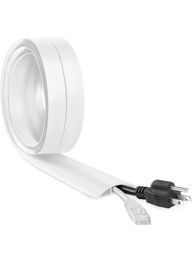 PROMASS promass 6.5ft/2M Cable Cover Floor, Single Cord Protector Extension Cord Covers for Floor, Floor Wire Covers for Cords - Floor Wire Cover Cord Cavity: 0.47" (W) x 0.24" (H) (White, 6.5ft/2M)  - Image 1