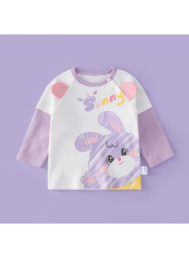 Doxilu Kids Long Sleeve T-shirt Spring Autumn Baby Casual Base Layer Purple Graffiti Rabbit Size 90