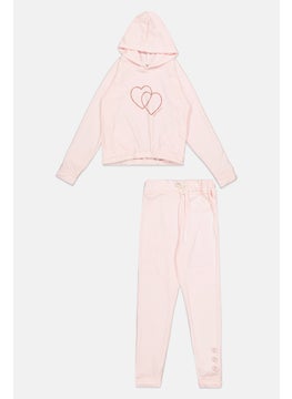 Kids Girl 2Pcs Printed Sweatshirts And Pants, Light Pink