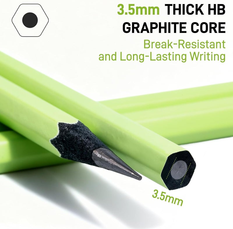 M.G Wood-Cased HB Thick Core Pencils, 30 Count Green Barrel Black Wood, Hexagonal Bulk Pencils for School or Office, Unsharpened, No Eraser, Anti-Bite Tip, for Writing, Drawing, Sketching - Image 3