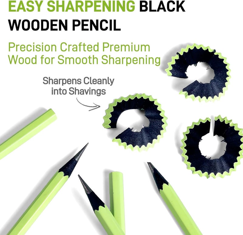 M.G Wood-Cased HB Thick Core Pencils, 30 Count Green Barrel Black Wood, Hexagonal Bulk Pencils for School or Office, Unsharpened, No Eraser, Anti-Bite Tip, for Writing, Drawing, Sketching - Image 5