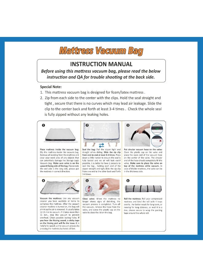 Queen/Full/Full-XL Foam Mattress Vacuum Bag for Moving, Vacuum Seal Mattress Bag with Straps  - Image 5