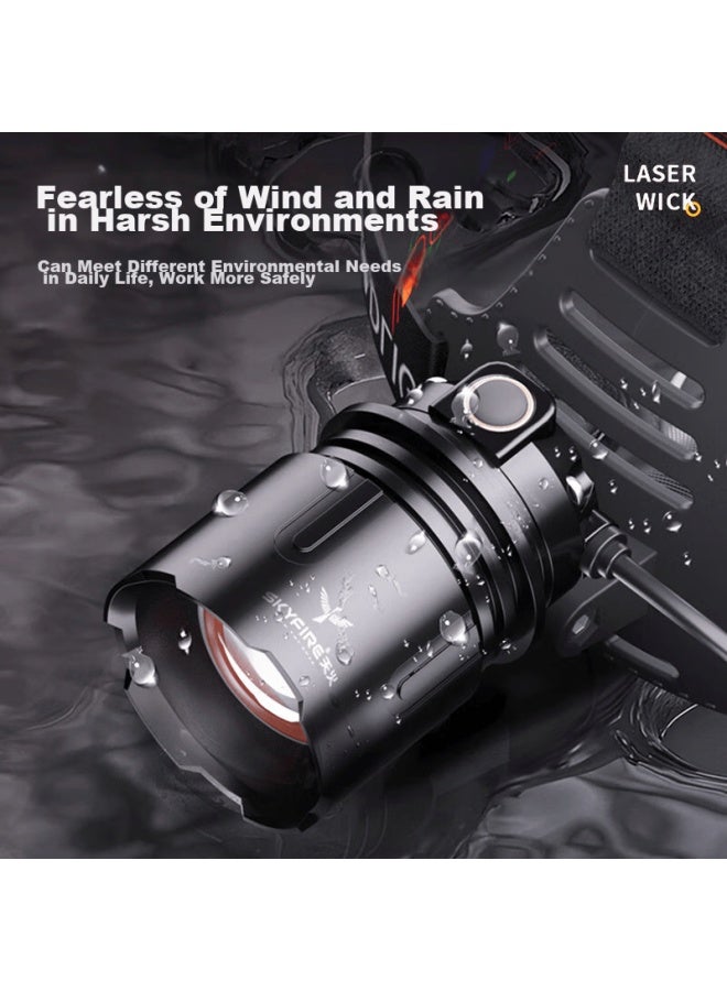 Skyfire Headlamp, High-intensity Rechargeable Ultra-bright Head-mounted Flashlight, Specially Designed For Fishing, Motion-sensing Battery Life, Long-lasting - Image 4