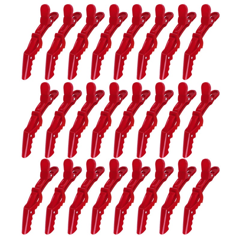 Ondder 24 Pcs Red Large Alligator Hair Clips for Styling Sectioning, Pro Salon Clips for Hair Coloring Cutting, Hair Styling Accessories for Women - Image 1